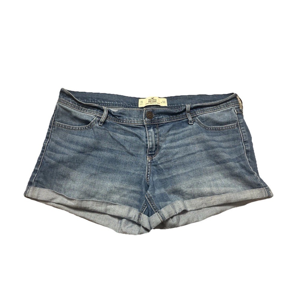Hollister Midi Short Jean Shorts Size 15 Med Wash 32